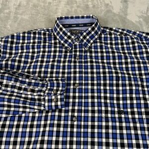 Wrangler‎ 20X Shirt Mens XL Blue Black Plaid Button Down Long Sleeve Western